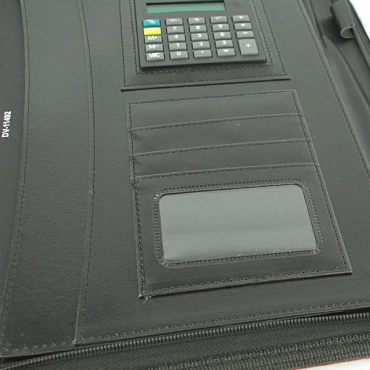 Папка бизнес-органайзер к/з 33х25см +калькулятор+блок А4, с ручками чёрного цвета