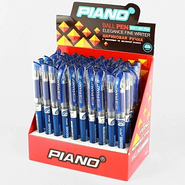 Ручка шар. синяя на масляной основе "Piano" корпус полупрозрачный с резиновым держателем