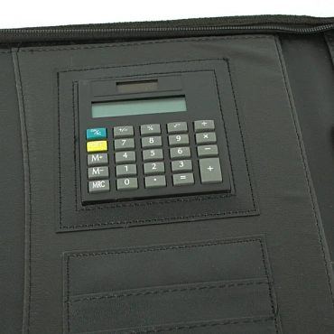 Папка бизнес-органайзер к/з 33х25см +калькулятор+блок А4,чёрного цвета