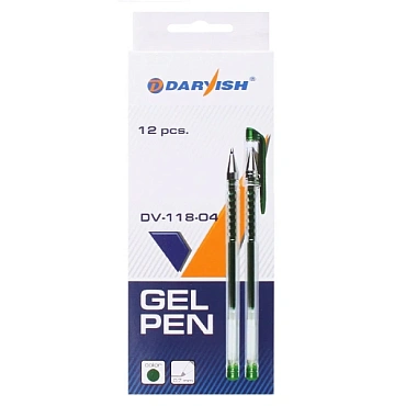 Ручка гелевая зеленая "Darvish" корпус прозрачный