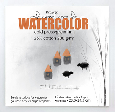 Альбом для рисования акварелью "Watercolor" 230х245мм 12листов 200гр. Блок бумага акварельная произв