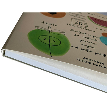 Альбом для рисования акварелью 30 листов 195х195 мм ,блок бумага акварельная 200 гр., 100% целлюлоза