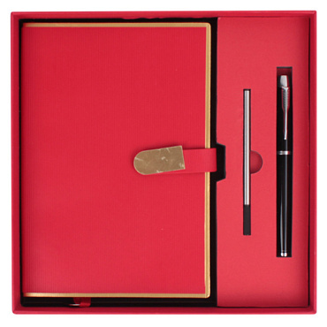 Набор подарочный (ежедневник недатир.А5 с магнитной застежкой + ручка) красного цвета