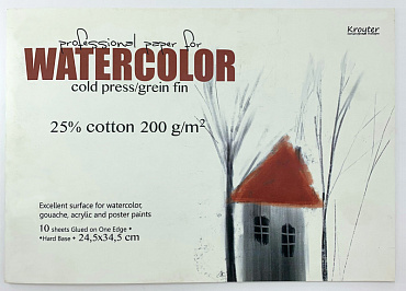 Альбом для рисования акварелью "Watercolor" 245х345мм 10листов 200гр. Блок бумага акварельная произв