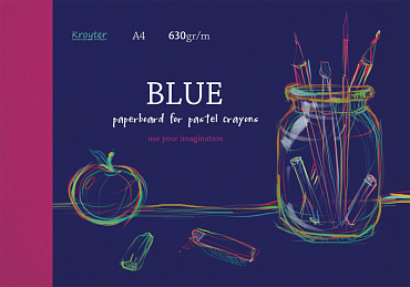 Альбом для рисования пастелью А4 10 листов, склейка, блок картон  630 гр/м, тонированный цвет Синий,