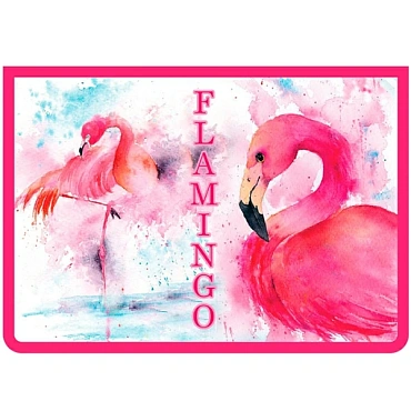 Папка для тетрадей  А4 на молнии, печать на картоне Акварельный фламинго