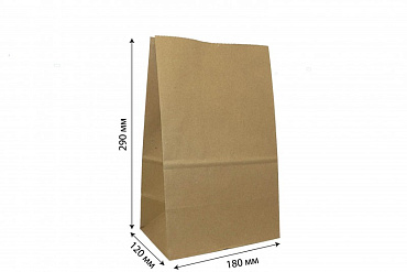 Пакет бумажный крафт 90 г/м2 без ручек 290х180х120 мм без печати