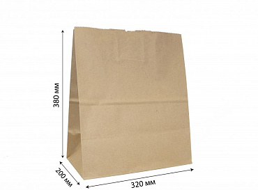 Пакет бумажный крафт 90 г/м2 без ручек 380х220х200 мм без печати